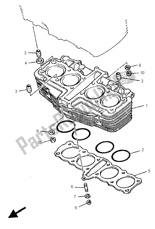 Alle onderdelen voor de Cilinder van de Yamaha XJR 1200 SP 1997