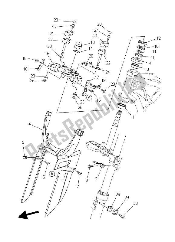 All parts for the Steering of the Yamaha XT 660X 2006