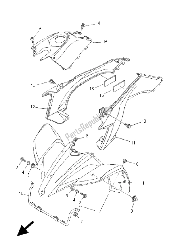 Tutte le parti per il Parafango Anteriore del Yamaha YFZ 450 2009