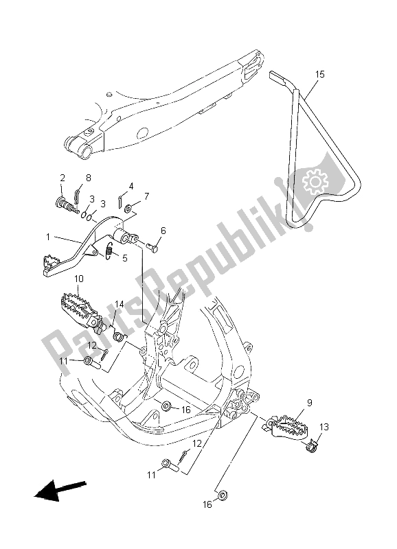 All parts for the Stand & Footrest of the Yamaha YZ 125 2006