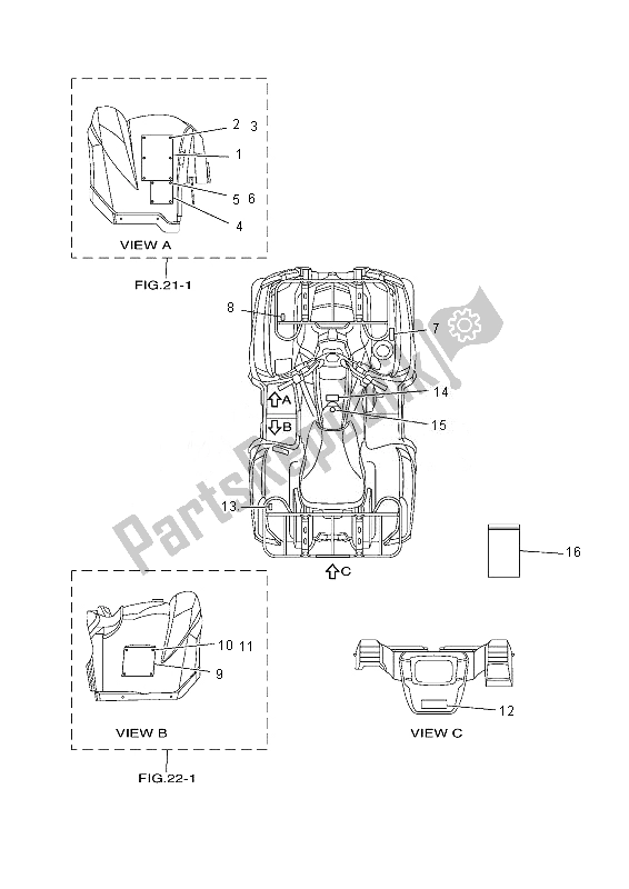 Tutte le parti per il Emblema Ed Etichetta 1 del Yamaha YFM 550 FGD Grizzly 4X4 2013