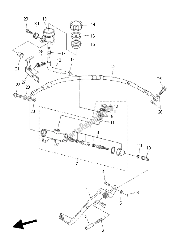 Todas las partes para Cilindro Maestro Trasero de Yamaha YZF R6 600 2011