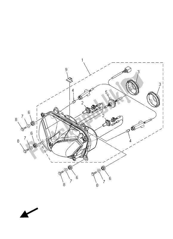 All parts for the Headlight of the Yamaha XT 1200 ZE 2015