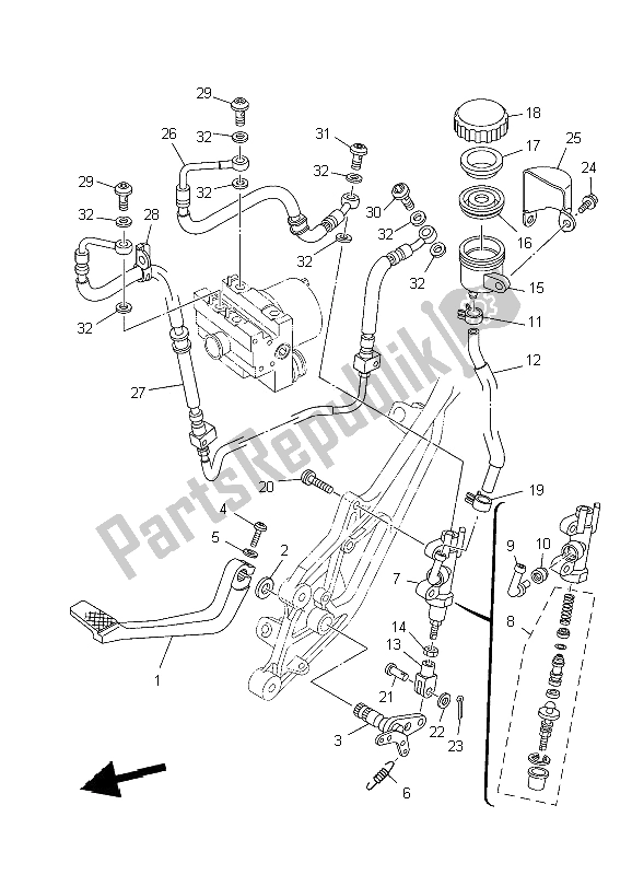 Todas las partes para Cilindro Maestro Trasero de Yamaha TDM 900A 2009