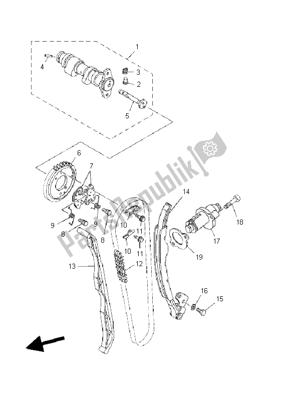 Todas las partes para árbol De Levas Y Cadena de Yamaha YFM 660F Grizzly Limited 2003