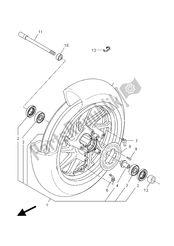 All parts for the Front Wheel of the Yamaha YP 400 RA 2014