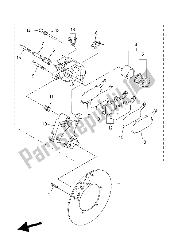 All parts for the Rear Brake Caliper of the Yamaha FZ8 N 800 2012