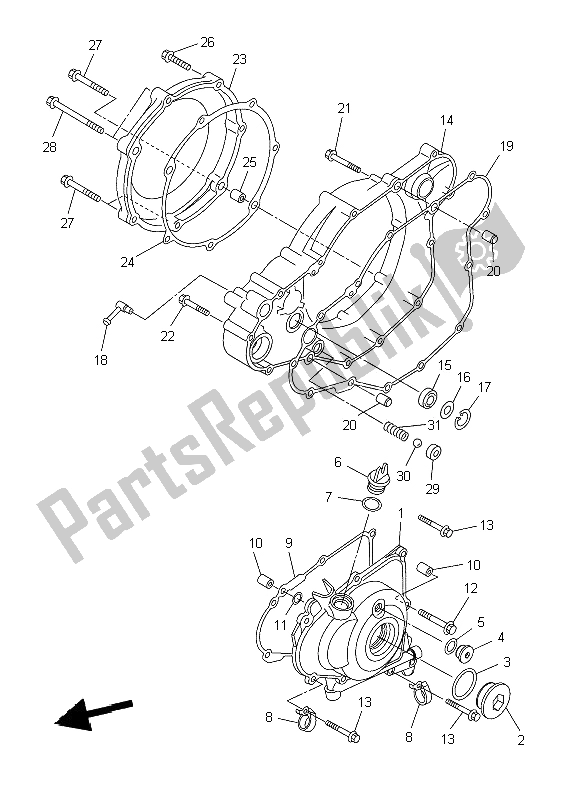 Tutte le parti per il Coperchio Del Carter 1 del Yamaha YZ 450F 2009