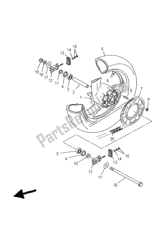 All parts for the Rear Wheel of the Yamaha TDR 125 2002