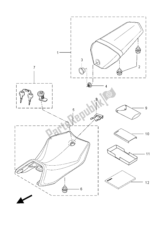 All parts for the Seat of the Yamaha MT 125A 2015