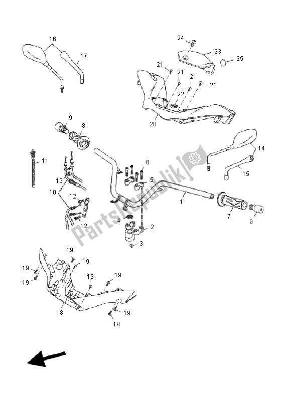 All parts for the Steering Handle & Cable of the Yamaha YP 250R X MAX 2010