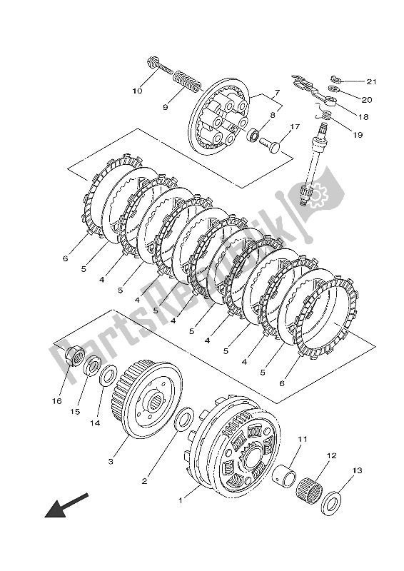 All parts for the Clutch of the Yamaha MT-07 700 2016