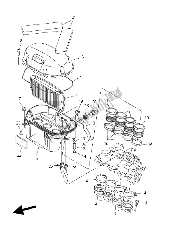 All parts for the Intake of the Yamaha FZ6 S Fazer 600 2007