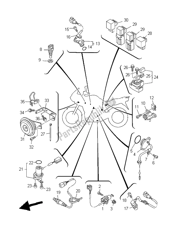 Toutes les pièces pour le électrique 2 du Yamaha TDM 900 2009