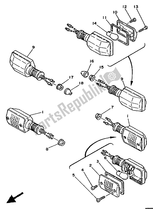 Tutte le parti per il Luce Lampeggiante del Yamaha XT 350 1992