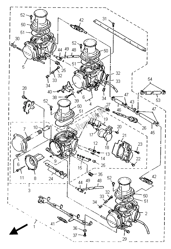 Toutes les pièces pour le Carburateur du Yamaha FZR 600R 1995