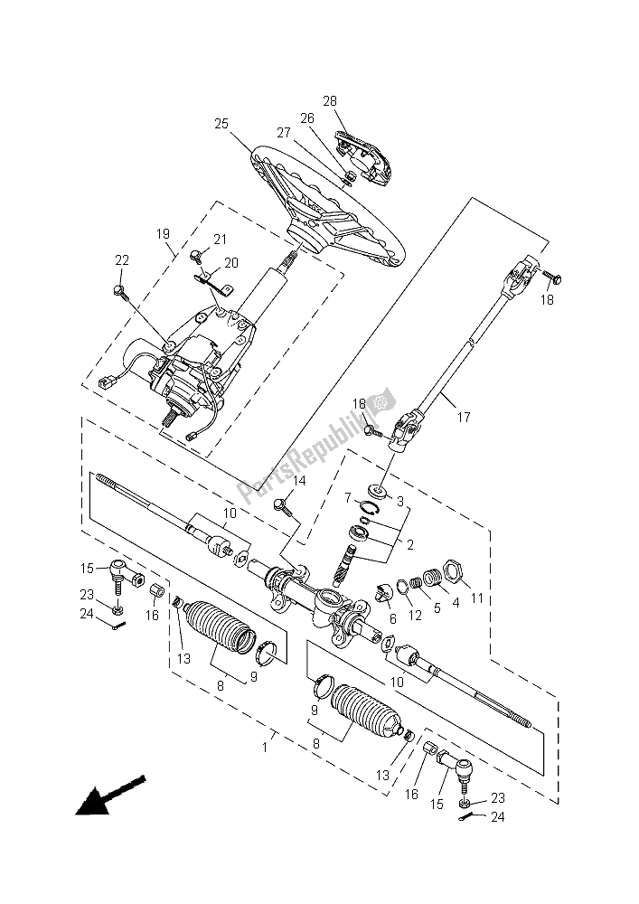 All parts for the Steering of the Yamaha YXM 700E Yamaha Black 2015