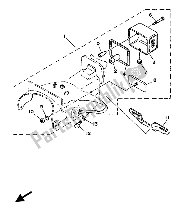 All parts for the Taillight of the Yamaha SR 125 1992