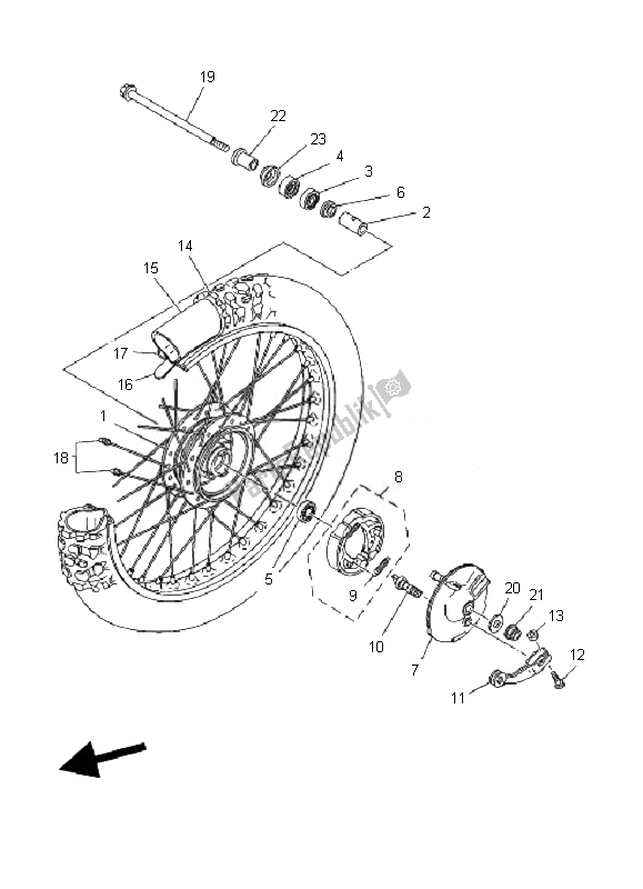 Todas las partes para Rueda Delantera de Yamaha TT R 90 2007