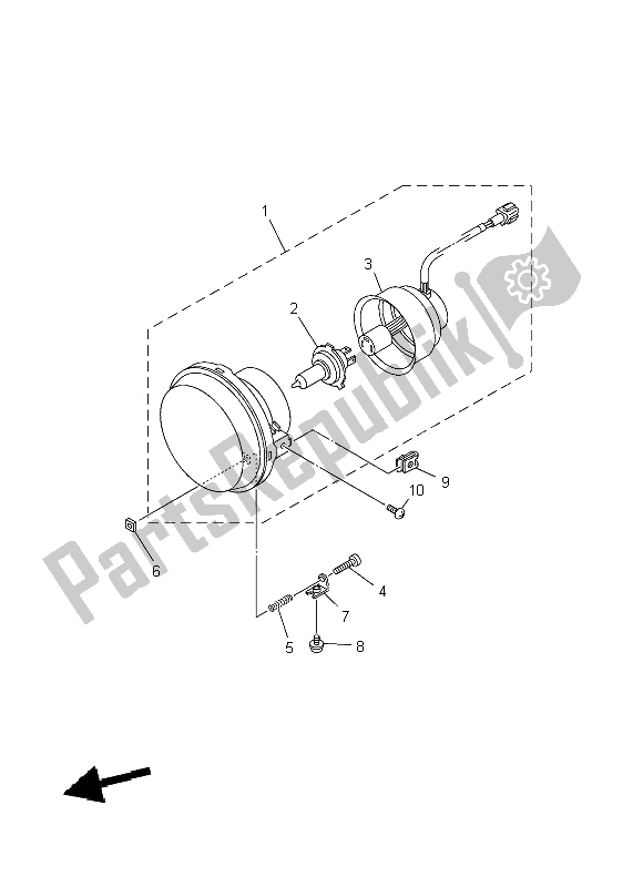 All parts for the Headlight of the Yamaha YFM 700 FWA Grizzly 4X4 2014