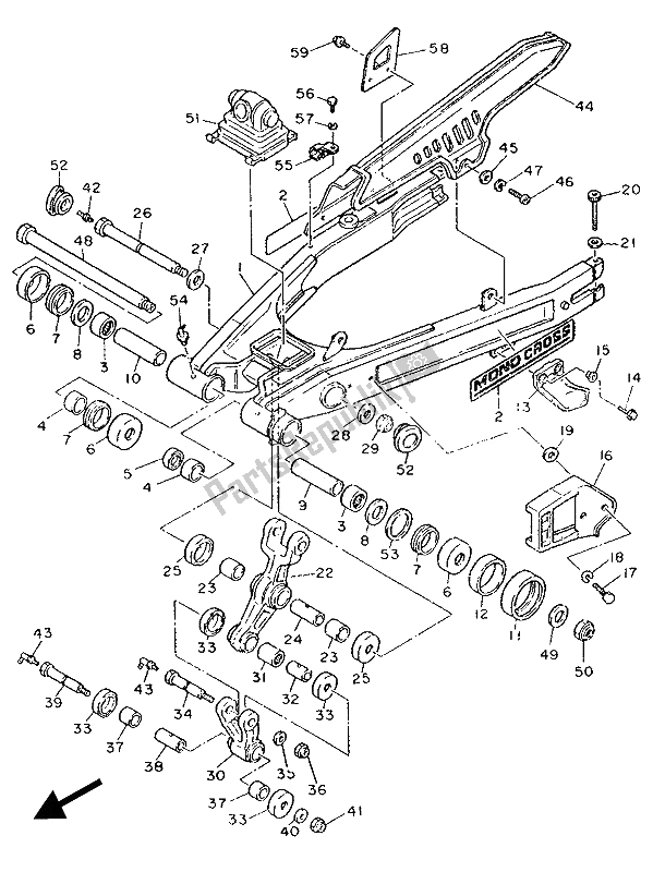 Todas las partes para Brazo Trasero de Yamaha XT 600Z Tenere 1989