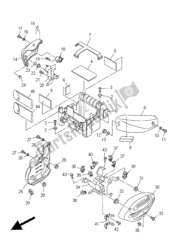 Tutte le parti per il Coperchio Laterale del Yamaha XVS 950A 2012