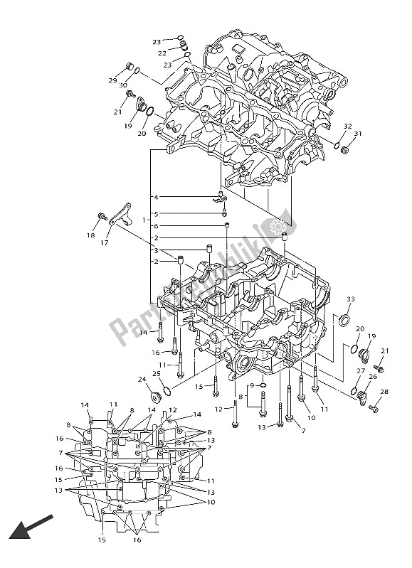 Todas las partes para Caja Del Cigüeñal de Yamaha MT 10 1000 2016