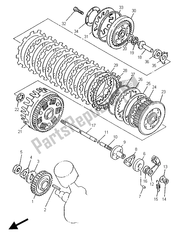 Toutes les pièces pour le Embrayage du Yamaha XV 1100 Virago 1996