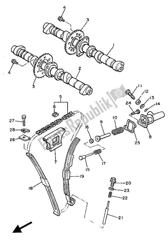 Toutes les pièces pour le Arbre à Cames Et Chaîne du Yamaha XJ 600 1990