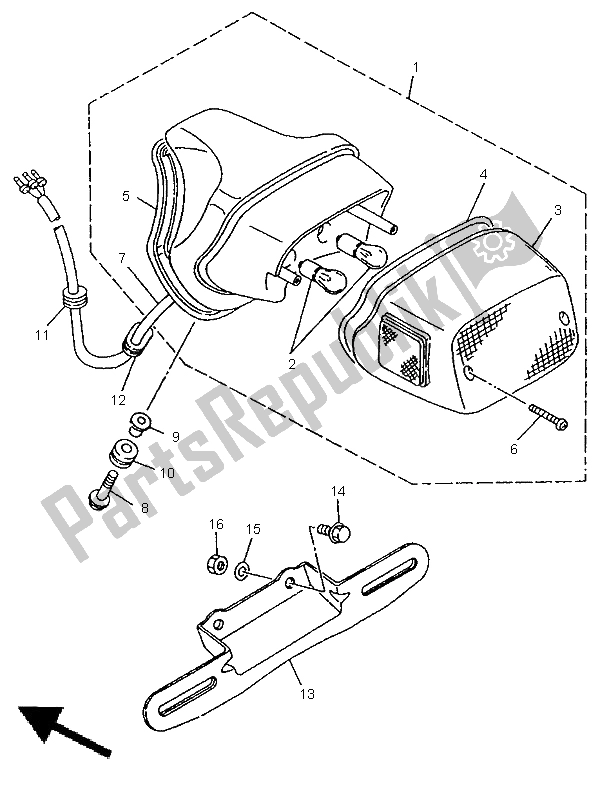 All parts for the Taillight of the Yamaha XV 535 Virago 1998