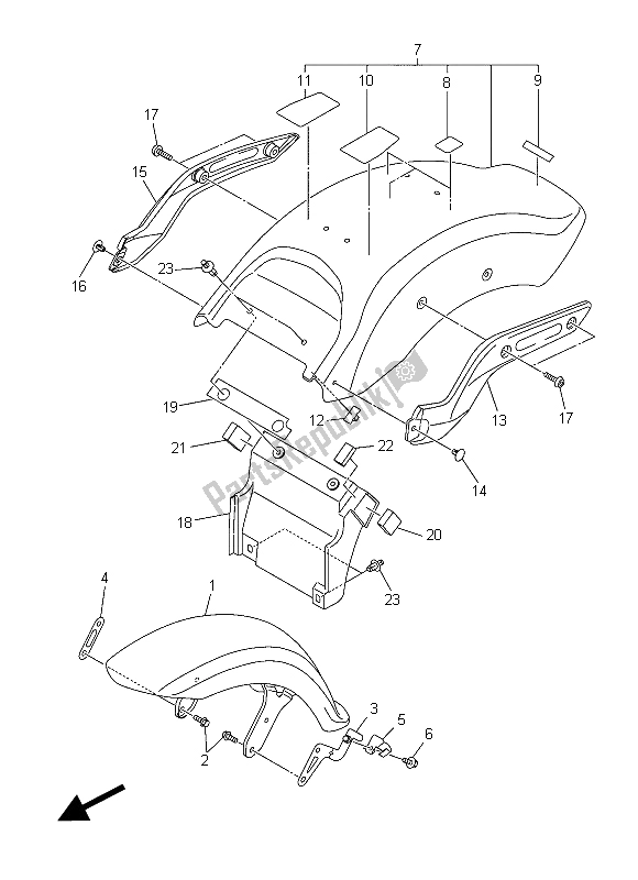 All parts for the Fender of the Yamaha XVS 1300 CU 2015