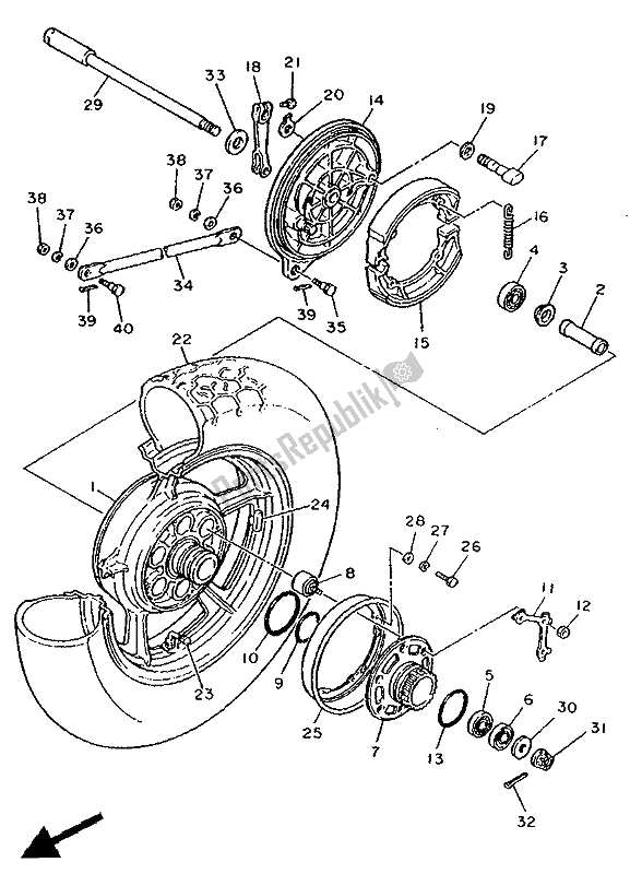 Tutte le parti per il Ruota Posteriore del Yamaha XV 750 Virago 1992