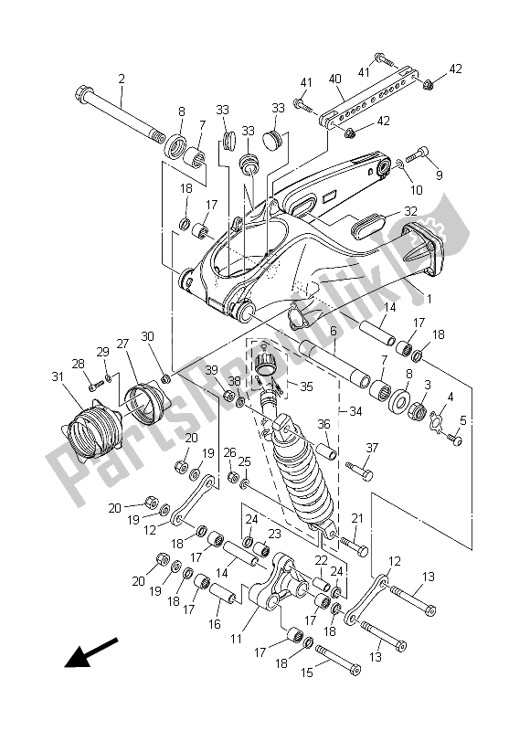 All parts for the Rear Arm & Suspension of the Yamaha XT 1200Z 2015