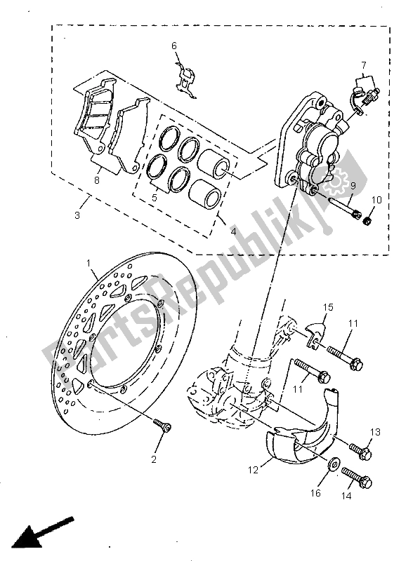 Todas las partes para Pinza De Freno Delantero de Yamaha YZ 400F 1999