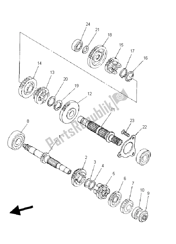 All parts for the Transmission of the Yamaha YFM 250 Bruin 2005