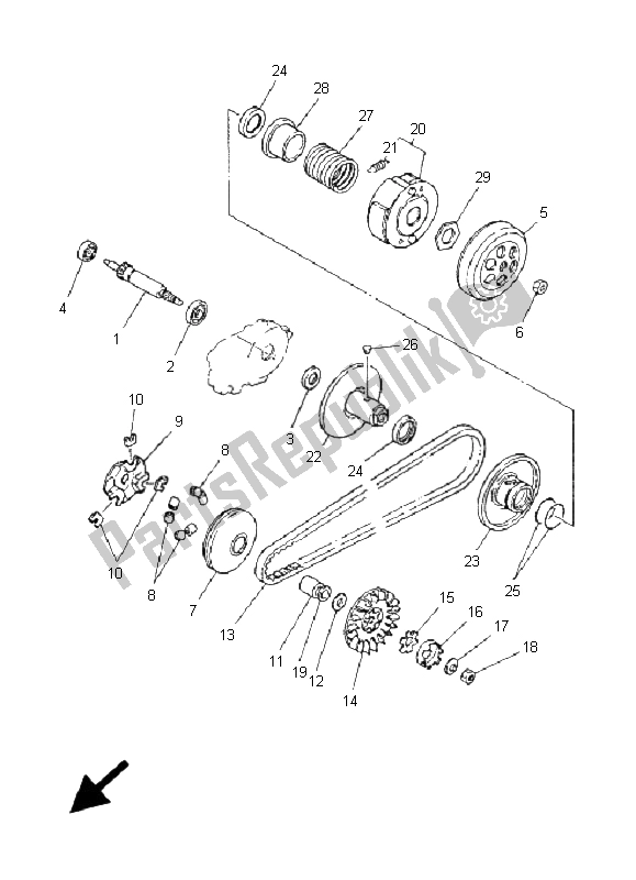 Toutes les pièces pour le Embrayage du Yamaha YN 50 Ovetto 2005