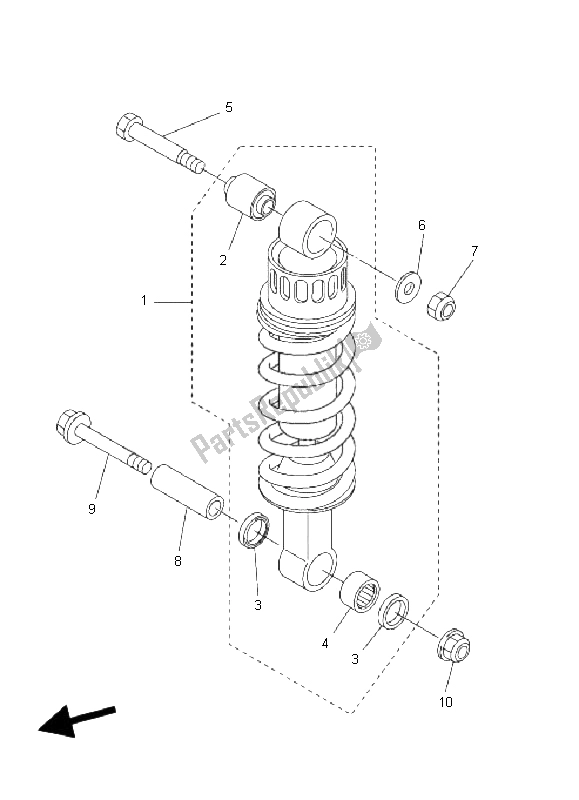 All parts for the Rear Suspension of the Yamaha FZ6 Sahg 600 2009