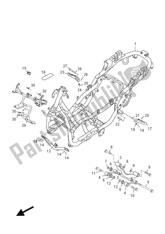 All parts for the Frame of the Yamaha YP 250R X MAX 2012