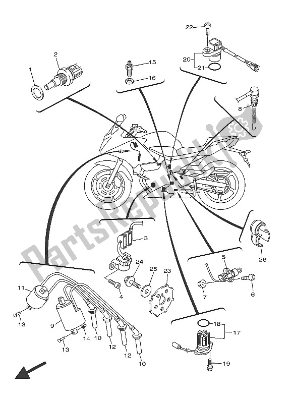 Wszystkie części do Elektryczny 1 Yamaha XJ6 SA 600 2016