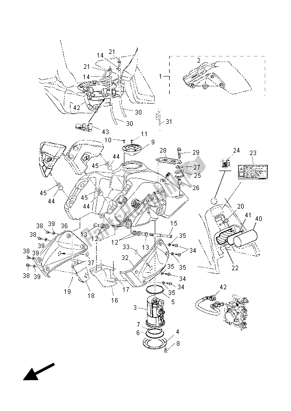 Tutte le parti per il Serbatoio Carburante (mnm3) del Yamaha XT 660Z Tenere 2015