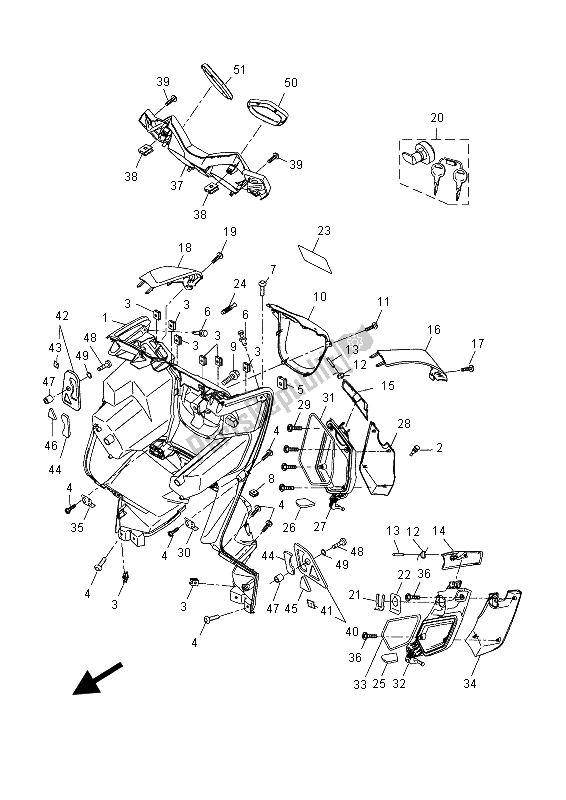 All parts for the Leg Shield of the Yamaha YP 250R MBL2 2015