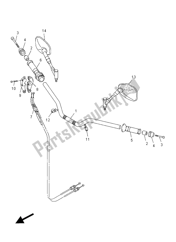 Todas las partes para Manija De Dirección Y Cable de Yamaha VMX 17 1700 2012