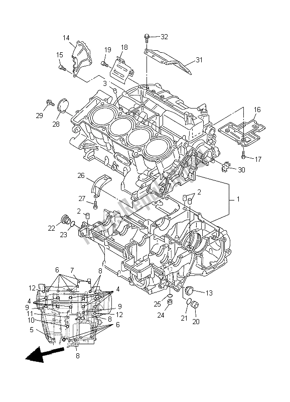 Tutte le parti per il Carter del Yamaha FJR 1300 2002