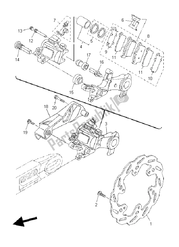 Wszystkie części do Zacisk Hamulca Tylnego Yamaha WR 250R 2008