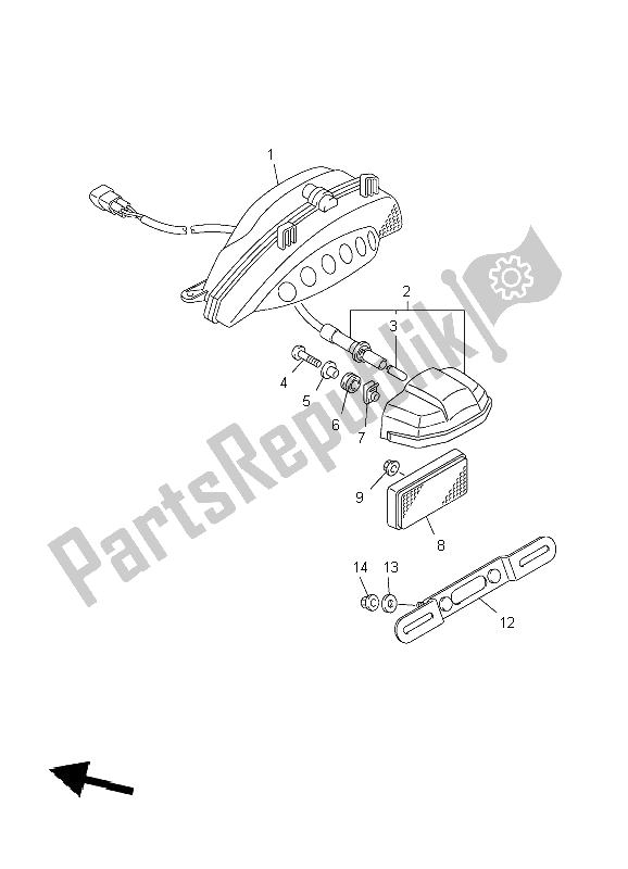 All parts for the Taillight of the Yamaha VMX 17 1700 2009