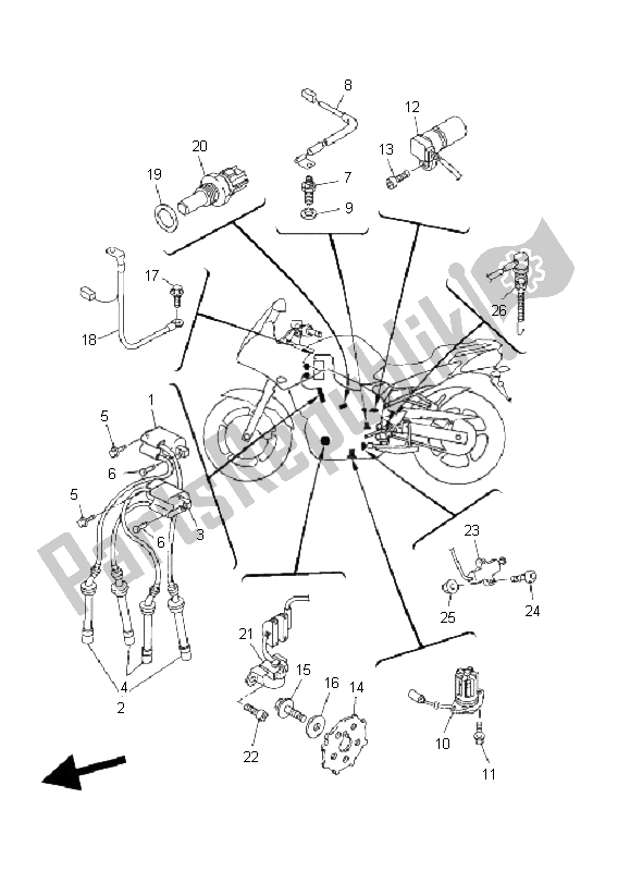 All parts for the Electrical 1 of the Yamaha FZ6 S 600 2006