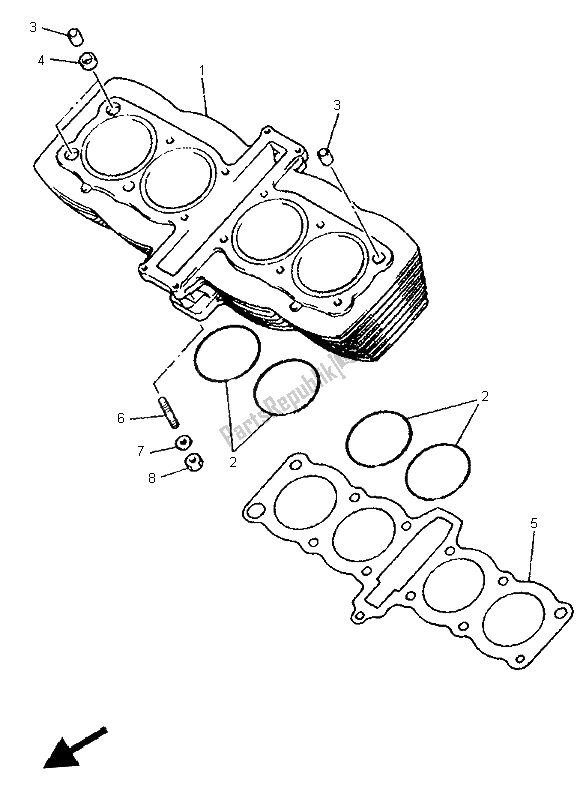 All parts for the Cylinder of the Yamaha XJ 600N 1999