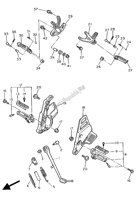 Tutte le parti per il Stand E Poggiapiedi del Yamaha FZ 750 Genesis 1988