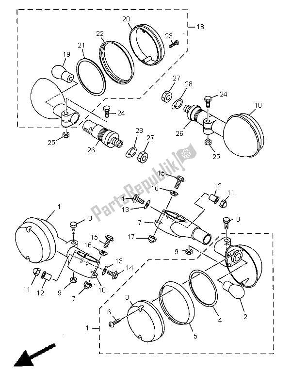 Todas las partes para Luz Intermitente de Yamaha XVS 650 Dragstar 1998