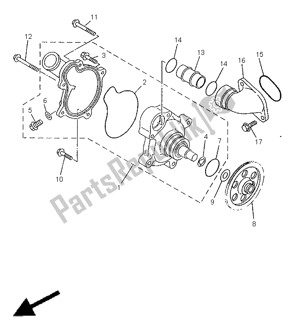 All parts for the Water Pump of the Yamaha TDM 850 1998